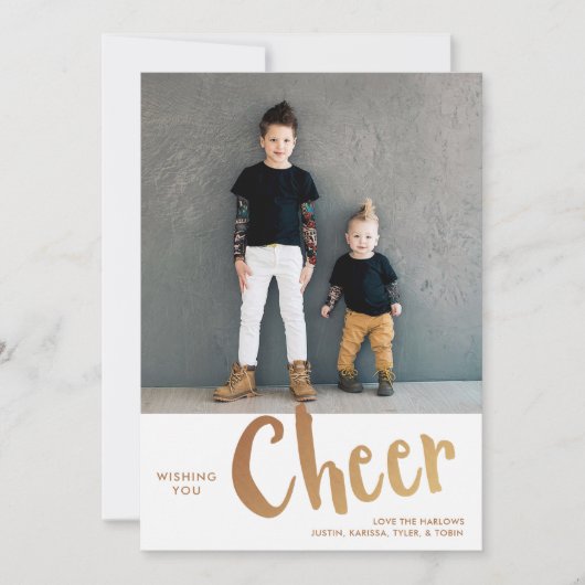 Cheer | Kerstfotogoud met Sweater Pattern Feestdagenkaart (Voorkant)