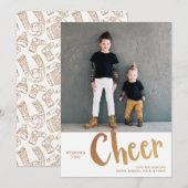 Cheer | Kerstfotogoud met Sweater Pattern Feestdagenkaart (Voorkant / Achterkant)