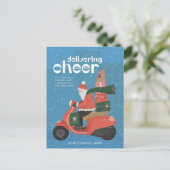 Cheer Levering Santa Scooter Zakelijke Vakantie Ka Feestdagenkaart (Staand voorkant)