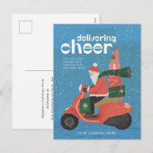 Cheer Levering Santa Scooter Zakelijke Vakantie Ka Feestdagenkaart (Voorkant / Achterkant)