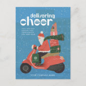 Cheer Levering Santa Scooter Zakelijke Vakantie Ka Feestdagenkaart (Voorkant)