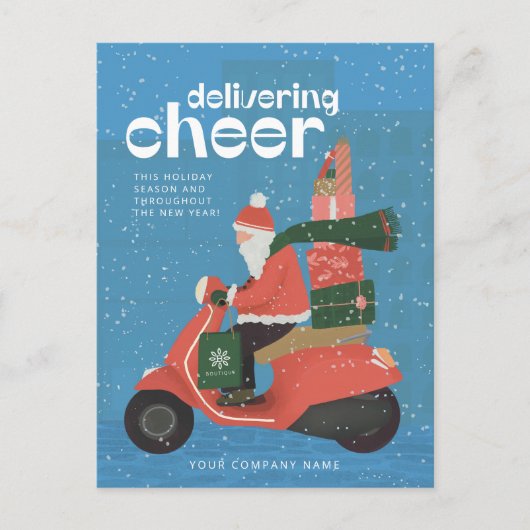 Cheer Levering Santa Scooter Zakelijke Vakantie Ka Feestdagenkaart (Voorkant)