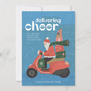 Cheer Levering Santa Scooter Zakelijke Vakantie Ka Feestdagenkaart