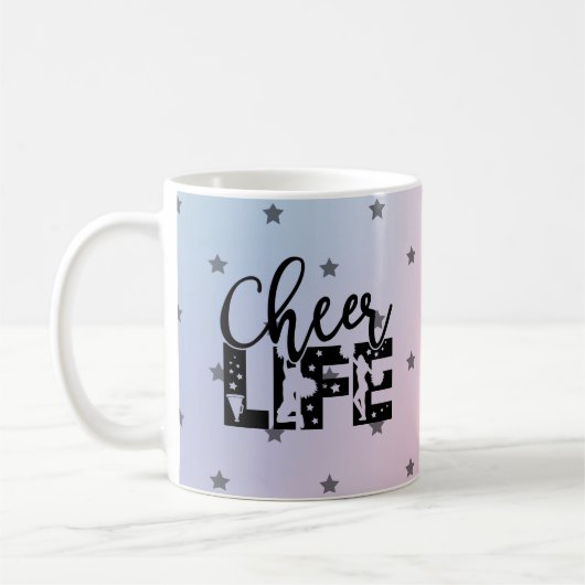 Cheer Life Cute & Trendy Cheerleader Typografie Koffiemok (Links)