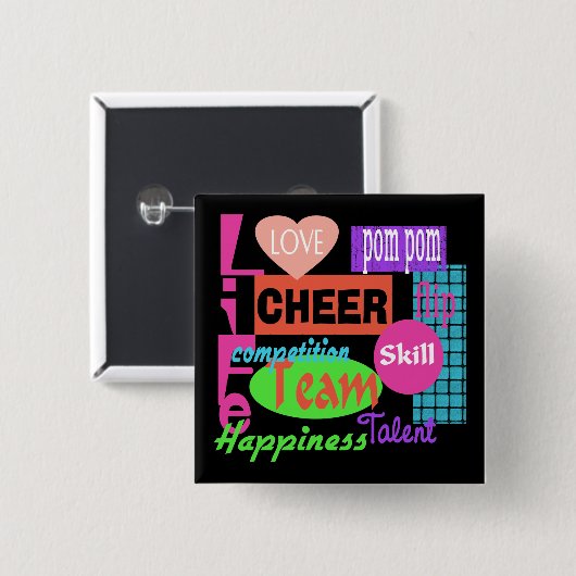 Cheer Life Vierkante Button 5,1 Cm (Voorkant /achterkant)