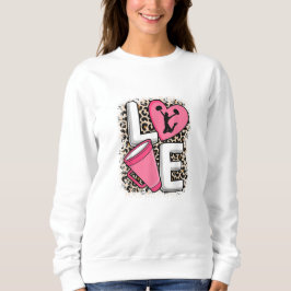 Cheer Love luipaard print roze crew sweater