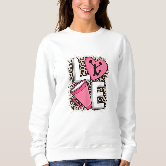 Cheer Love luipaard print roze crew sweater (Voorkant)