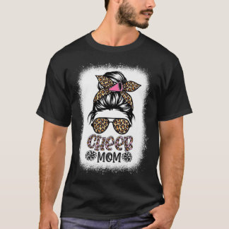 Cheer Ma Leopard Messy Bun Cheerleader Bleaching M T-shirt