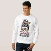 Cheer Ma Leopard Messy Bun Cheerleader Funny Moth Trui (Voorkant volledig)
