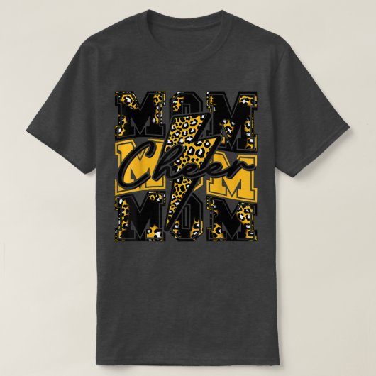 Cheer Ma Lightning Bolt Cheer Leopard Black Gold T-shirt (Design voorkant)