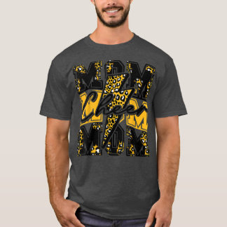 Cheer Ma Lightning Bolt Cheer Leopard Black Gold T-shirt