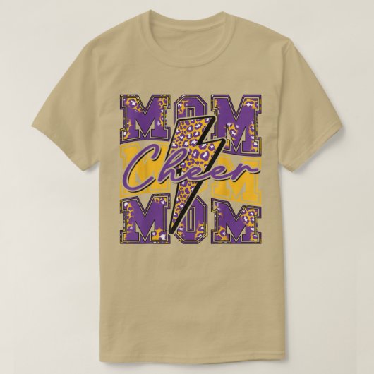 Cheer Ma Lightning Bolt Cheer Leopard Paars Gold T-shirt (Design voorkant)