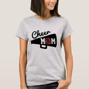 Cheer mam Cheerleading Black White Red Grey T-shirt