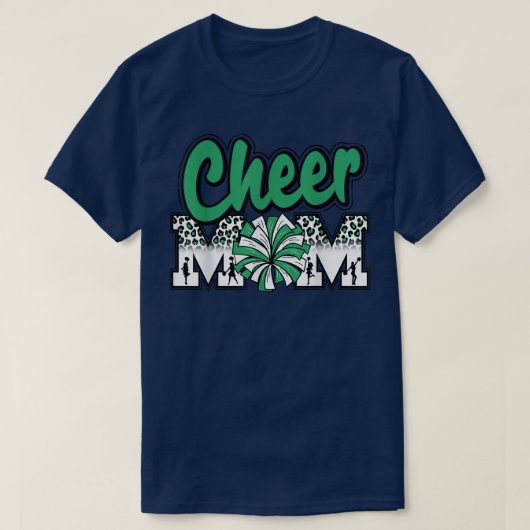 Cheer mam Green Leopard Letters Cheer Pom Poms T-shirt (Design voorkant)