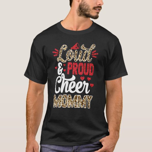 Cheer Mam Grootste Fan Luipaardprint En Pom Pom T-shirt (Voorkant)