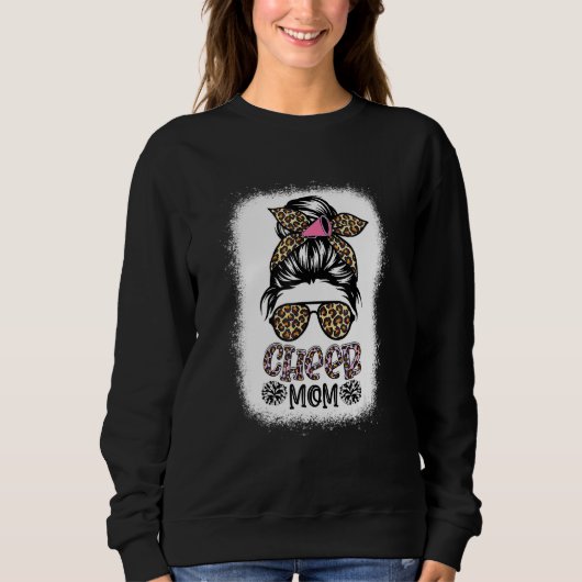 Cheer Mam Leopard Messy Bun Cheerleader Bleaching Trui (Voorkant)