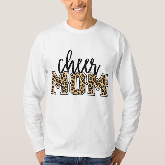 Cheer Mam Leopard Print Womens Proud Cheerleader M T-shirt (Voorkant)