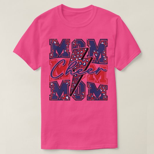 Cheer Mam Lightning Bolt Cheer Leopard Red T-shirt (Design voorkant)