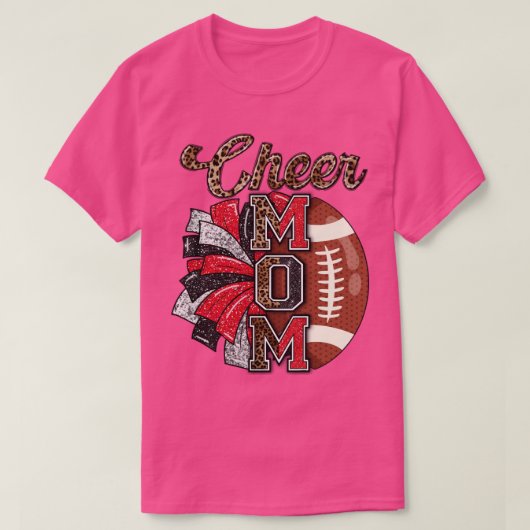 Cheer Mam Maroon Leopard Letters Cheer Pom Poms3 T-shirt (Design voorkant)