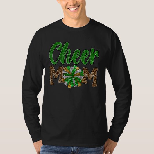 Cheer mam Maroon Leopard Letters Cheer Pom Poms 3 T-shirt (Voorkant)