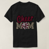 Cheer Mam Maroon Leopard Letters Cheer Pom Poms T-shirt (Design voorkant)