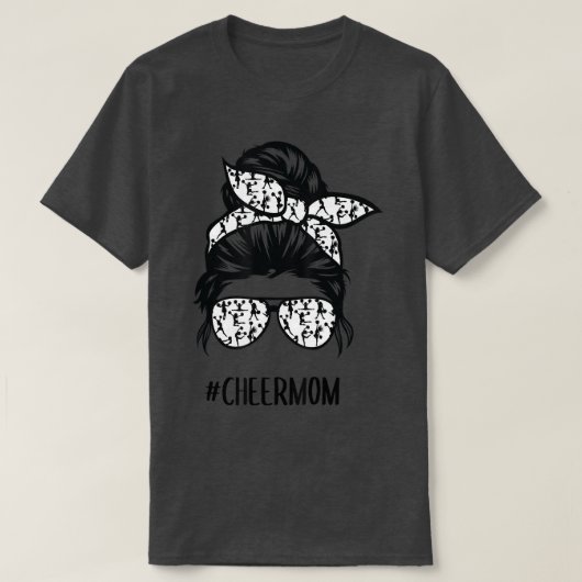 Cheer mam messy bun haar bril Cheerleader T-shirt (Design voorkant)