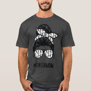 Cheer mam messy bun haar bril Cheerleader T-shirt