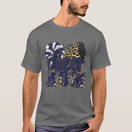 Cheer Mam Navy Leopard Cheer Poms T-shirt (Voorkant)