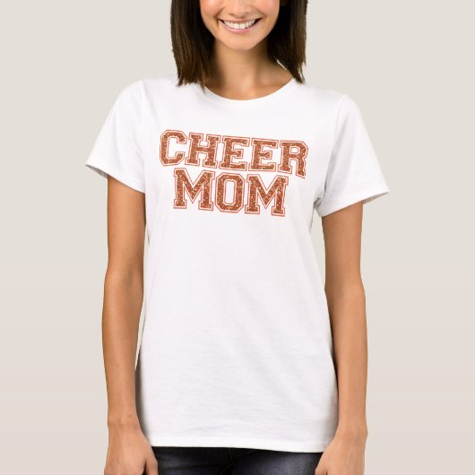 Cheer mam Oranje Glitter T-Shirt (Voorkant)
