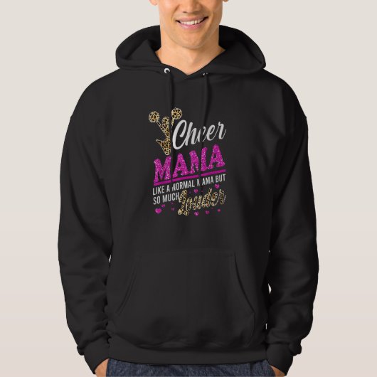 Cheer Mama Biggest Fan Leopard Print And Pom Pom 1 Hoodie (Voorkant)