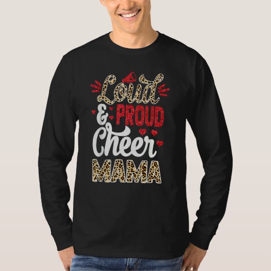Cheer Mama Biggest Fan Leopard Print And Pom Pom T-shirt (Voorkant)
