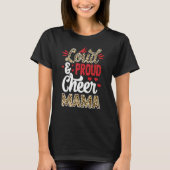Cheer Mama Biggest Fan Leopard Print And Pom Pom T-shirt (Voorkant)