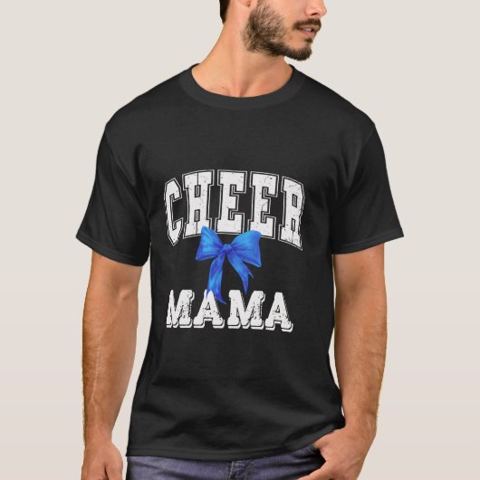 Cheer MAMA Coquette Blue Bow Cheerleader T-shirt (Voorkant)