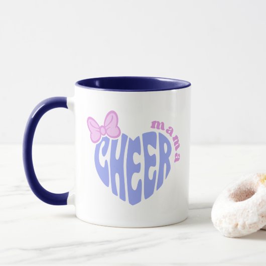 Cheer Mama Moeder Cute Hart Met Strik  Mok (Met donut)
