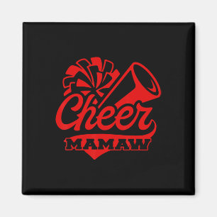 Cheer Mamaw Grootste Fan Zwart En Rood Pom Pom Magneet
