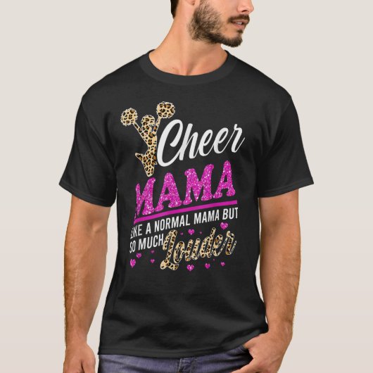 Cheer mamma grootst fan leopard print en pom Pom 1 T-shirt (Voorkant)