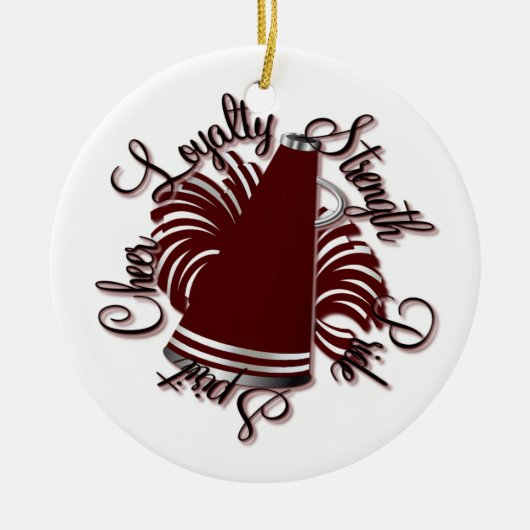 Cheer Maroon and White Qualities Ornament (Voorkant)