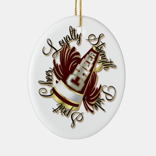 Cheer Maroon en Gold dubbelzijdig sierlijk Keramisch Ornament (Rechts)
