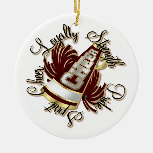 Cheer Maroon en Gold dubbelzijdig sierlijk Keramisch Ornament (Voorkant)