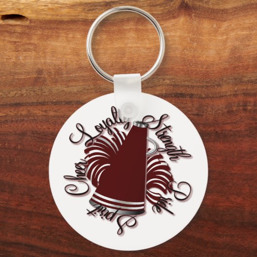 Cheer Maroon en White Qualities Sleutelhanger (Voorkant)