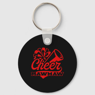 Cheer Mawmaw Grootste Fan Zwart En Rood Pom Pom Sleutelhanger