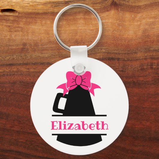 Cheer megaphone Personalized Button Sleutelhanger (Voorkant)