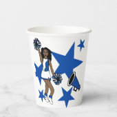Cheer Meisje Blauw #1 Papieren Bekers (Achterkant)