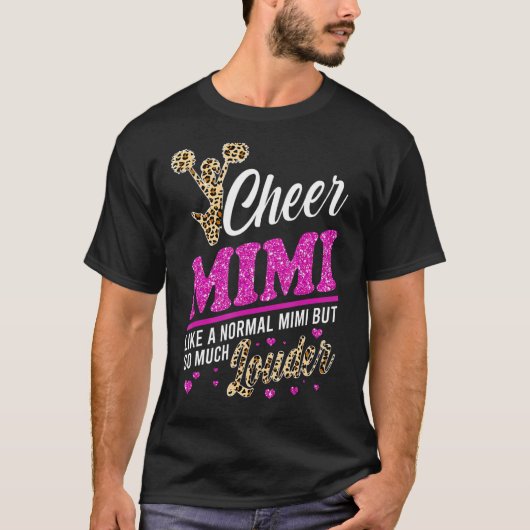 Cheer Mimi grootst fan Leopard print en Pom Pom T-shirt (Voorkant)