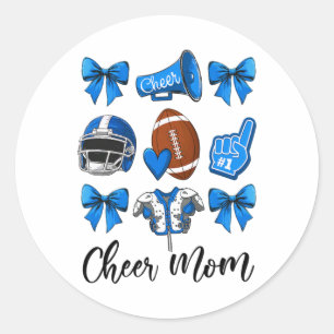 Cheer Moeder Blauw Vrouwen Cheerleading Voet Coque Ronde Sticker