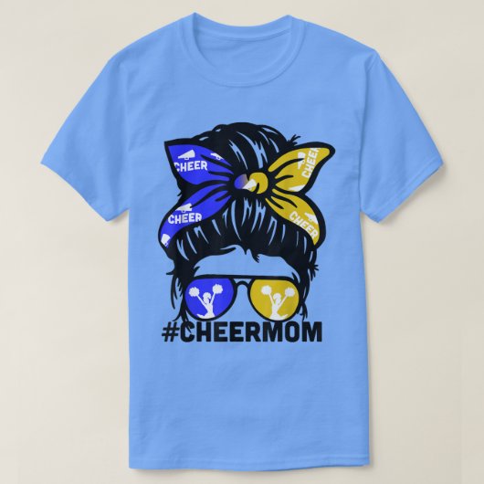 Cheer Moeder Blue & Gold Cheerleading Mes T-shirt (Design voorkant)