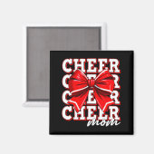 Cheer Moeder Cheerleader Boog Grootste Fan Rode Te Magneet (Voorkant / Achterkant)