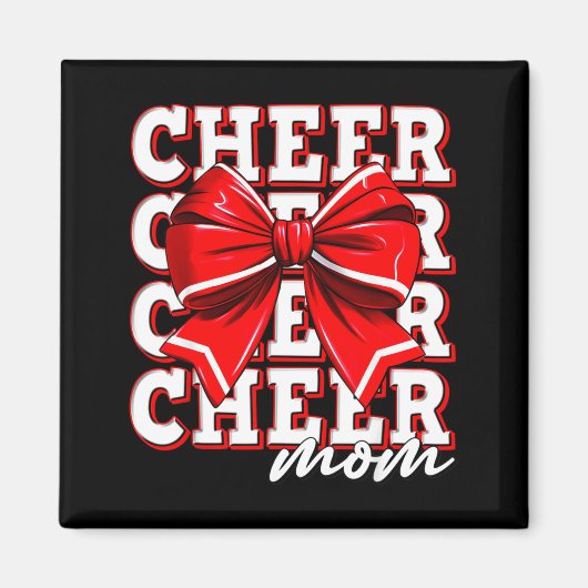 Cheer Moeder Cheerleader Boog Grootste Fan Rode Te Magneet (Voorkant)