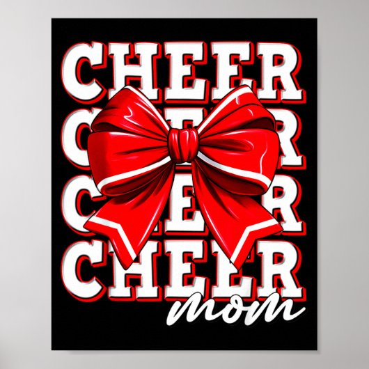 Cheer Moeder Cheerleader Boog Grootste Fan Rode Te Poster (Voorkant)