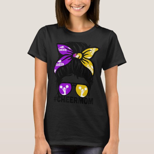 Cheer Moeder Mama Puple & Gold Cheerlead Ma T-shirt (Voorkant)